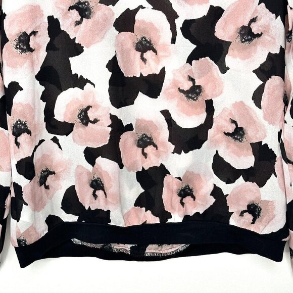 Dynamite Pullover Blouse Pink Black Floral Women Size XS Sheer Long Sleeve - Picture 6 of 11